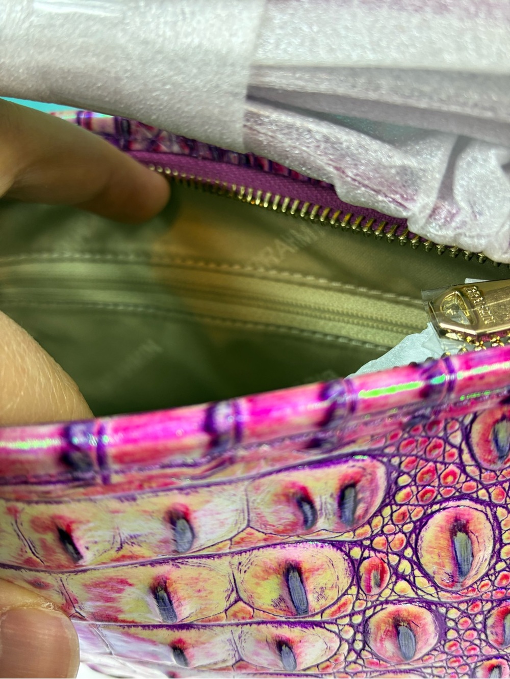 Brahmin Purple Iris Lorelei Iridescent Shoulder Bag - NWT Rare Style 🔥 🔥 - Picture 8 of 8